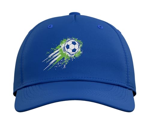 Soccer Ball Vintage Soccer Player Men Boys Kids Adjustable Printed Baseball Hat, Royal Blue