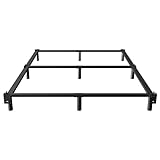 EMODA 7 Inch Queen Bed Frame for Box Spring and Mattress, 9 Legs Support Metal Bed Base, Tool-Free and Easy Assembly, Black