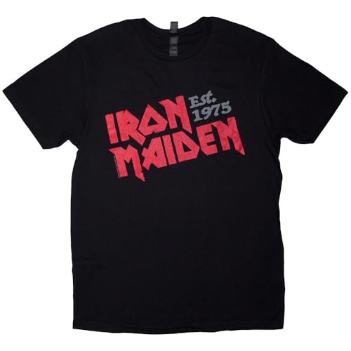 Rock Off officially licensed products Iron Maiden Est 1975 Slanted Logo T Shirt XXL Black