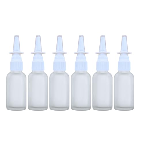 ADVANCED ASCENT Frosted Glass 1 oz with Nasal Sprayer - Empty, Refillable, Travel Size, Quality Glass! (6 Pack)