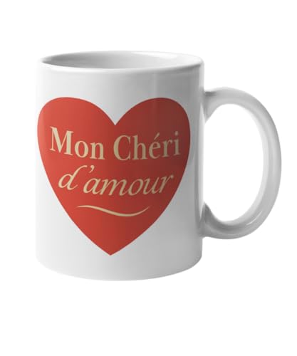 Mug Mon Chéri d'amour – Tasse Amour avec Cœur Rouge – Idée Cadeau Anniversaire, Saint-Valentin, Noël – Cadeau Romantique pour Homme – Mug...