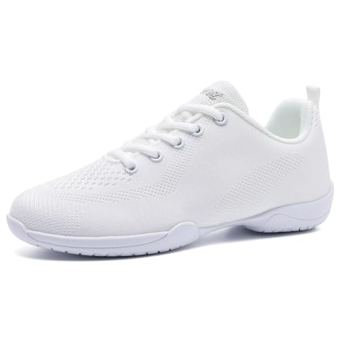 Image of Youth Cheer Shoes Girls White Cheerleading Shoes Dance Athletic Training Breathable Fabric Dancing Lightweight Competition Comfortable Sport Kids Girls Cheer Sneakers