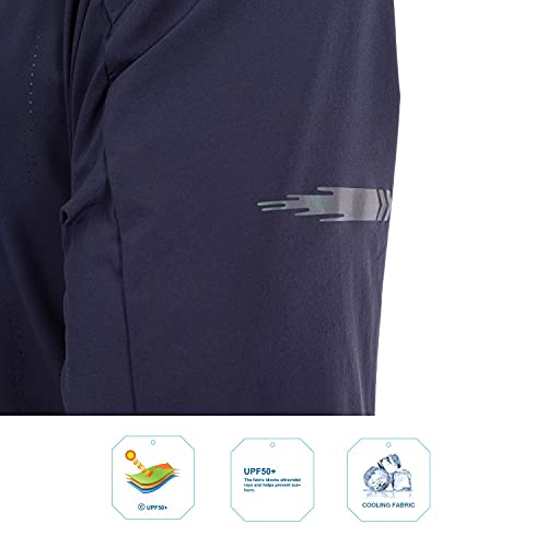 Aleteo Wang Men's Upf 50+ Full Zip Sun Protection Jacket With Pockets Lightweight Cooling Shirts Outdoor Performance Dark Blue-L #TOP2