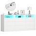 Gyfimoie 9 Drawer Double Dresser with Power Outlet, Accent Chests of Drawers with LED Light, Modern White Storage Dresser with Charging Station (Mirror Not Included) (9 Drawers-White)