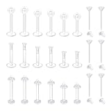 VCMART Clear Earrings for Sports Work Surgery Mix Set Plastic Clear Piercing Retainer Clear Cartilage Helix Tragus Conch Daith Ear Lobe Lip Labret Monroe Piercing Retainer 16g 20g 6mm 8mm 10mm Bar