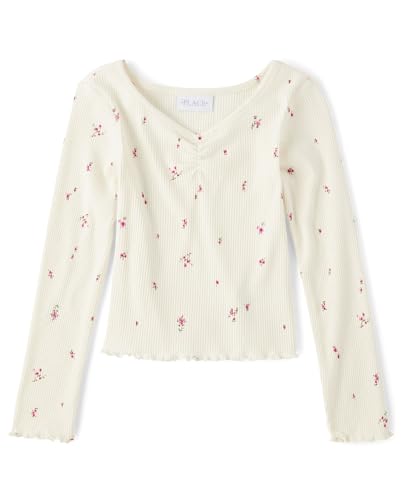 Image of The Children's Place Girls' Basic Long Sleeve V-Neck Knit Shirts