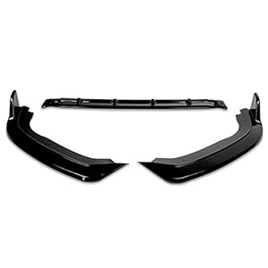 DNA MOTORING 3PCS Front Bumper Lip with Vertical Stabilizers Compatible with 18-20 Honda Fit, Gloss Black, 2-PU-685-PBK