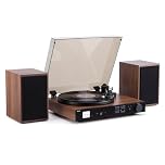 Arrari PR-102 All-in-One Record Player with DAB+/FM Radio, Wireless 2-Speed Vinyl Turntable Carbon Fiber Tonearm, AT-3600L MM Cartridge, with Bookshelf Speakers