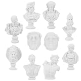 Milisten 10pcs Mini Plaster Bust Statue Set, Small Character Sculpture Figurines for Art Studio Painting, Desktop Home Office Decorative Miniature Statues