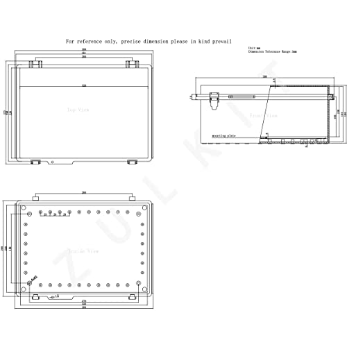 Image of Zulkit Junction Box ABS Plastic Dustproof Waterproof IP67 Electrical Boxes Hinged Shell Outdoor Universal Project Enclosure Grey, Stainless Steel Buckles 13.8 x 9.8 x 5.9 Inch