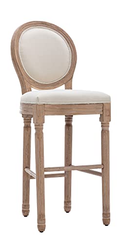 Openbeauty Set Of 2 Barstools With Upholstered Seating, Bar Chair For Counter, 30 Inch Seat Height Bar Stool With Footrest, Beige And Natural #TOP2