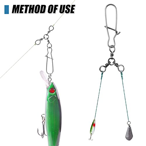 Image of 3 Way Swivel Snaps Fishing Tackle Connector, 40Pcs Triple Swivels with Duo Lock Snaps T-Turn Fishing Lure Connectors for Trolling Catfish Rig