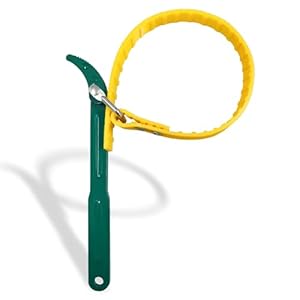 Strap Wrench 12 Inches, Water Filter Wrench Steel Handle Adjustable Strap Wrench for Replacing Water Filter, PVC Pipe Joints, Oil Filter, Swimming Pool Connection (Green Handle, Yellow Strap)