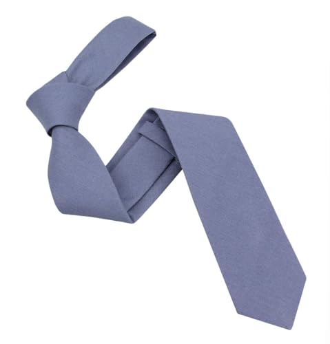 Image of Mens Solid Linen Ties - Slim Pattern Necktie for Men Wedding Groomsmen