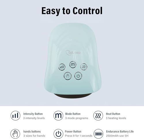 Cotsoco Massaggiatore Per Le Mani, 3 Misure Di Massaggio, Massaggiatore Manuale Senza Fili Con Calore E Compressione Per Artrite E Tunnel Carpale, Regalo Per Uomini, Donne, Amici, Relax A Casa - 5