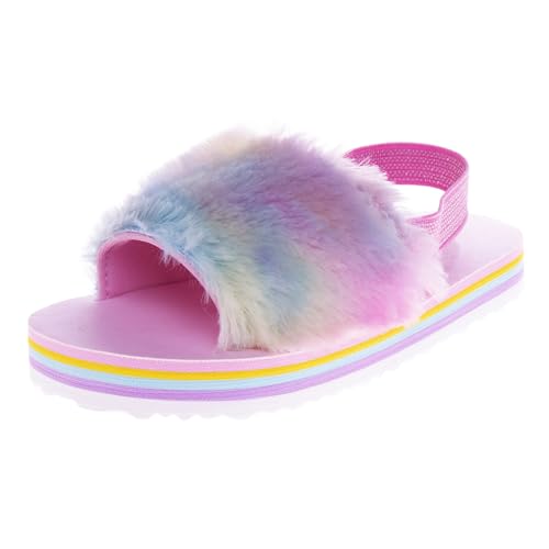 Josmo Fuzzy Sandals Open Toe Adjustable Back Strap - SlipOn Summer Slides