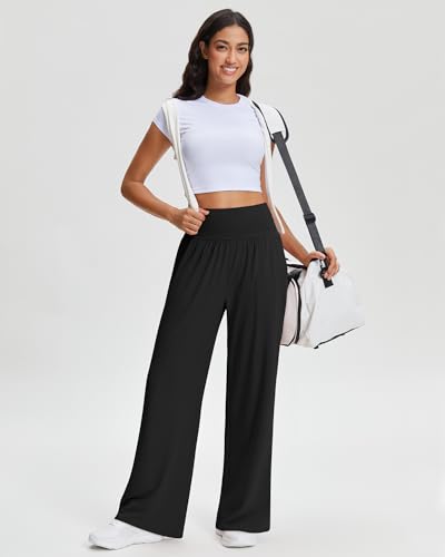 Stelle Women's Wide Leg Yoga Pants Soft High Waisted Sweatpants Stretch Lounge Bottom with Pockets 28" Inseam3