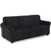 TIANSHU Samt Sofabezug 3 sitzer,Soft Velvet Plush Couchbezug stilvolle Luxus-Möbelbezüge Anti-Rutsch-High Stretch Sesselbezug(3 Sitzer,Schwarz)