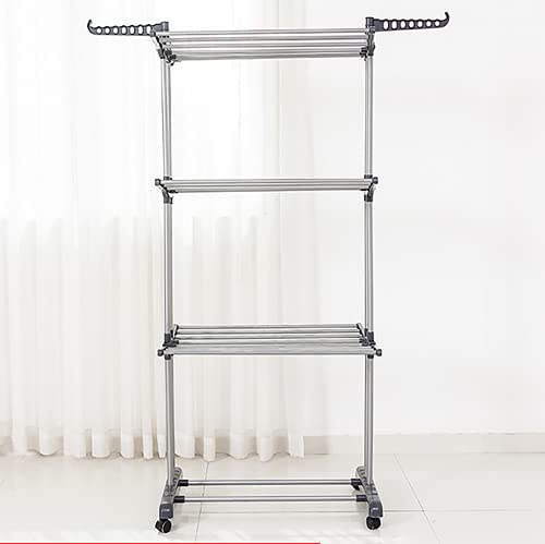 DHTOMC Stendibiancheria a Torre da Interni,Stendibiancheria a Torre,Stabile Stendino per Balcone, Cortile o Camera da Letto,Black