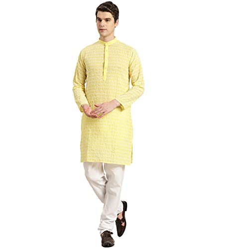 Image of SOJANYA (Since 1958 Men's Cotton Floral Regular Kurta Pyjama Set