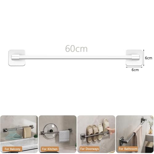 Porte-serviettes mural 60cm blanc avec support pour cache-pot - 3