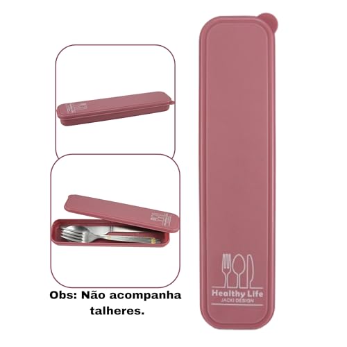 Porta Talheres Para Marmita Individual Portátil - Kit c/ 2 Porta Talher c/Tampa | Bolsa, Organizador