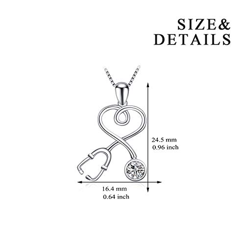 Aoboco Sterling Silver Stethoscope Necklace Infinity Heart Pendant Doctor Nurse Necklace With Clear Austria Crystal, Women Medical Jewelry Gifts For Medical Student Doctor Nurse Female #TOP1
