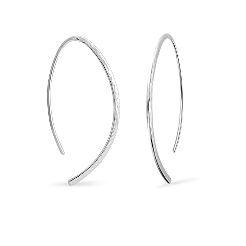 Boma Jewelry Sterling Silver Elliptical Threader Pull Through Hoop Earrings