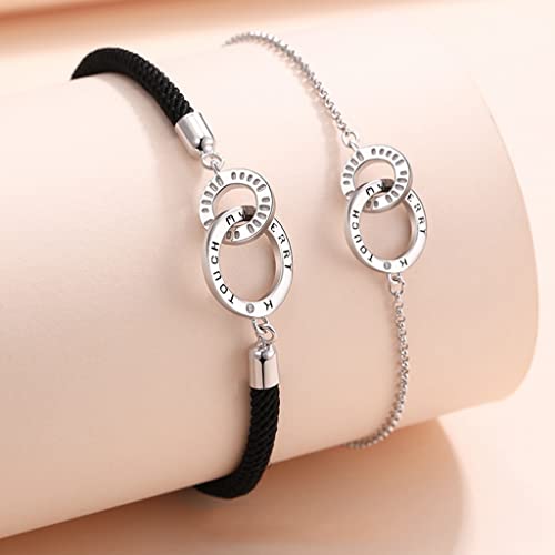 Bracelets de couple en argent sterling au design minimaliste chic - 3