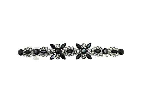 Faship Gorgeous Black Rhinestone Crystal Small Flower Hair Barrette Clip