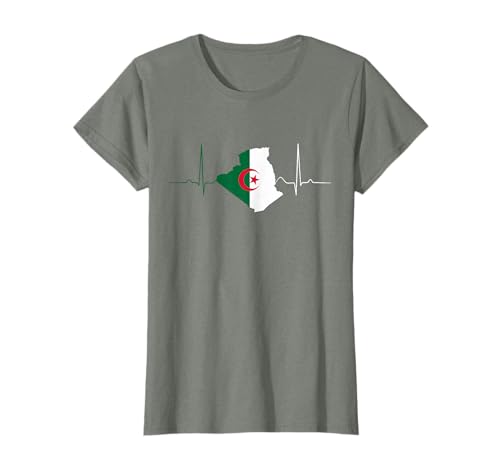 Algeria Cuore Algerino Battito cardiaco Vintage Algeria Mappa Maglietta