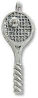 Charm for Jewelry Making - Tennis Racket 28x11mm Pewter Antique Silver Plated (1-Pc)