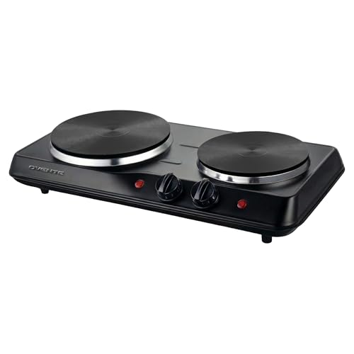 OVENTE Electric Countertop Double Burner, 1700W Cooktop with 7.25' and 6.10' Cast Iron Hot Plates,...