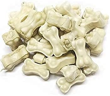 Non-Vegetarian Rawhide 2 Inch Pressed Calcium Chew Bones Treat Ideal for Dental and Oral Health Dogs and Puppies - White (Pack of 25 Piece)