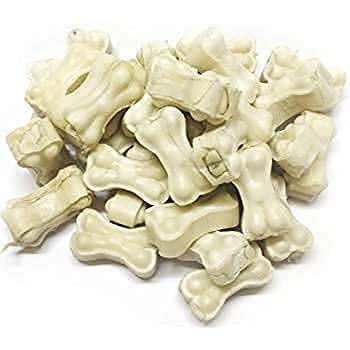 Non-Vegetarian Rawhide 2 Inch Pressed Calcium Chew Bones Treat Ideal for Dental and Oral Health Dogs and Puppies - White (Pack of 25 Piece)
