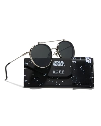 DIFF | Star Wars Anakin Round Sunglasses for Men and Women UV400, Galactic Brushed Silver with Space Gray Lenses