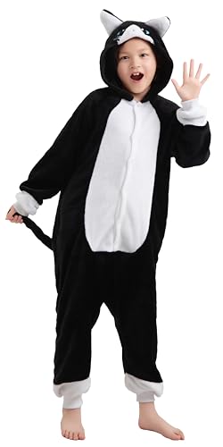 corimori Disfraz infantil de animales Onesie 23 gato negro blanco 140