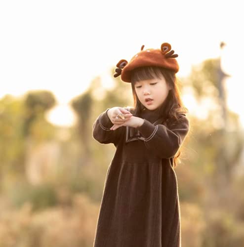 Kawaii Deer Ear Berets Hat Cute Funny Christmas Fruits Cap Winter Warm Women Girls Gift red Pink3