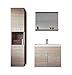 Produktbild Badezimmer Badmöbel Set Montreal 60 cm Waschbecken Sonoma Eiche - Unterschrank Hochschrank Waschtisch Möbel
