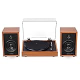 EXPERIENCE THE JOY OF PURE ANALOG MUSIC - Immerse yourself in the room-filling vinyl listening experience of this retro record player stereo system with McKinley Powered Bookshelf Speakers that offer faithful sound reproduction of the original record...