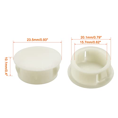 Image of uxcell Hold Plugs,20pcs 20.1mm x 10.1mm White Nylon Round Snap Locking Panel Hole Cover