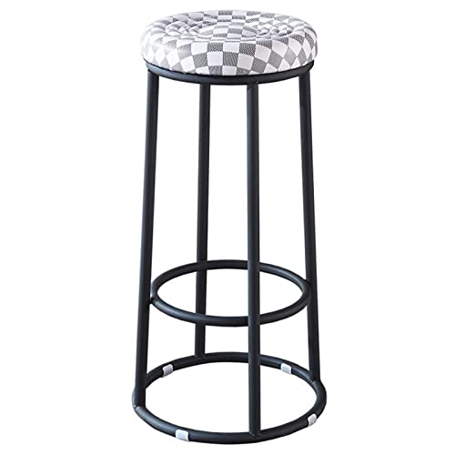 Moderner Eisen-Hocker, Schönheitssalon, Frisierstuhl mit schwarzer Sitzfläche, kräftigen Beinen und rutschfesten Füßen, 65 cm (Farbe: D)