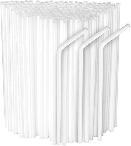 PLA-Strohhalm ,260 mm Länge,Trinkhalme auf Pflanzenbasis, biologisch abbaubar, 100 % kompostierbar,Weiß Trinkhalme, super stark,für Zuhause, Büro und Restaurant Party.(200 Stück) Cover