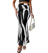 PRETTYGARDEN Women's 2024 Stretch Graphic Print Fishtail Long Skirts for Women Fall Trendy Ruched...