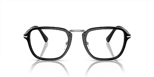 Persol Men's PO3331V Rectangular Prescription Eyewear Frames, Black/Demo Lens, 50 mm