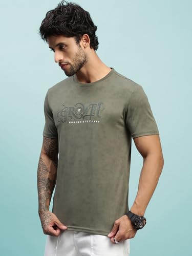 Image of Lux Nitro Men's Cloud Burst Printed Half Sleeve T-Shirt | Cotton Blend Round Neck Tee | Regular Fit Casual Wear