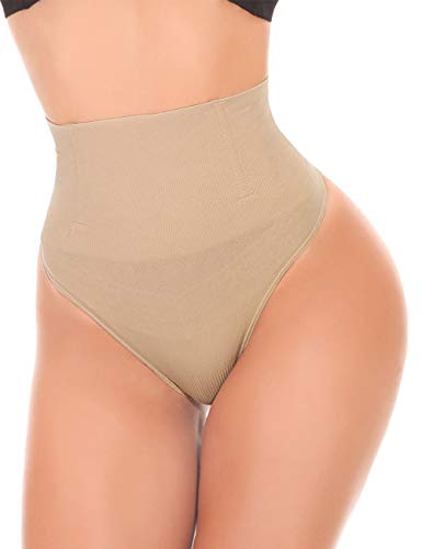 NINGMI Femmes Culotte Sculptante Gainante Ventre Plat Amincissante Thongs Underwear Minceur Slim String, Beige, XL