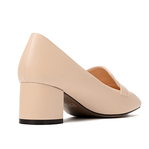Image of MODENCOCO Womens Square Toe Slip On Comfortable Casual Matte Work Chunky Low Heel Loafers Shoes 2 Inch