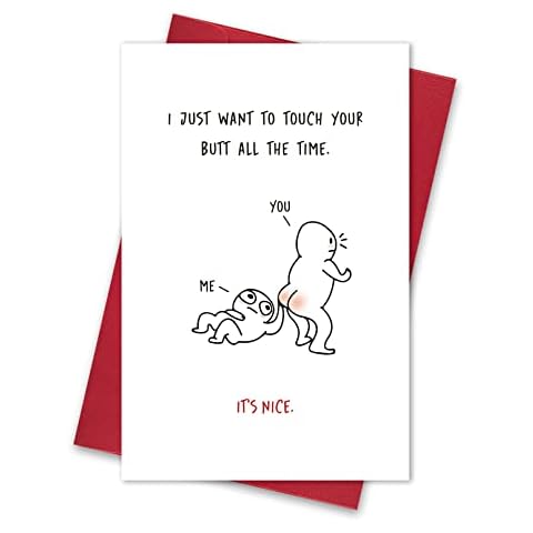 Ulbeelol Naughty Touch Your Butt Card, Funny Valentines Day Card, Rude Anniversary Card for Husband Wife Boyfriend Girlfriend Him Her, Funny Birthday Card, Love Card Cover