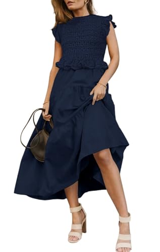 Women’s 2025 Summer Causal Ruffle Sleeve Crochet Knit Tops Long D...